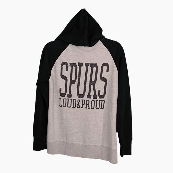 NBA Womens M Gray Black Hoodie San Antonio "Spurs Loud & Proud" Full Zip Pockets - Picture 1 of 8